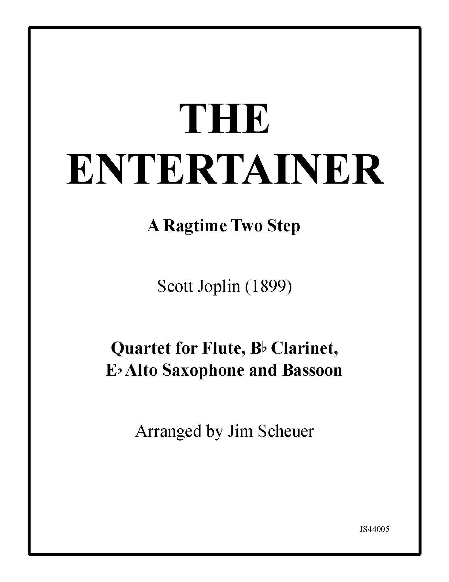 The Entertainer Sheet Music J W Pepper