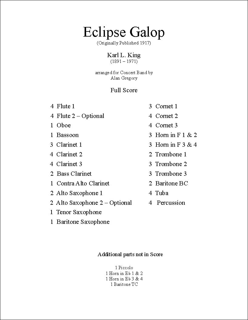 Eclipse Galop Concert Band Sheet Music | J.W. Pepper