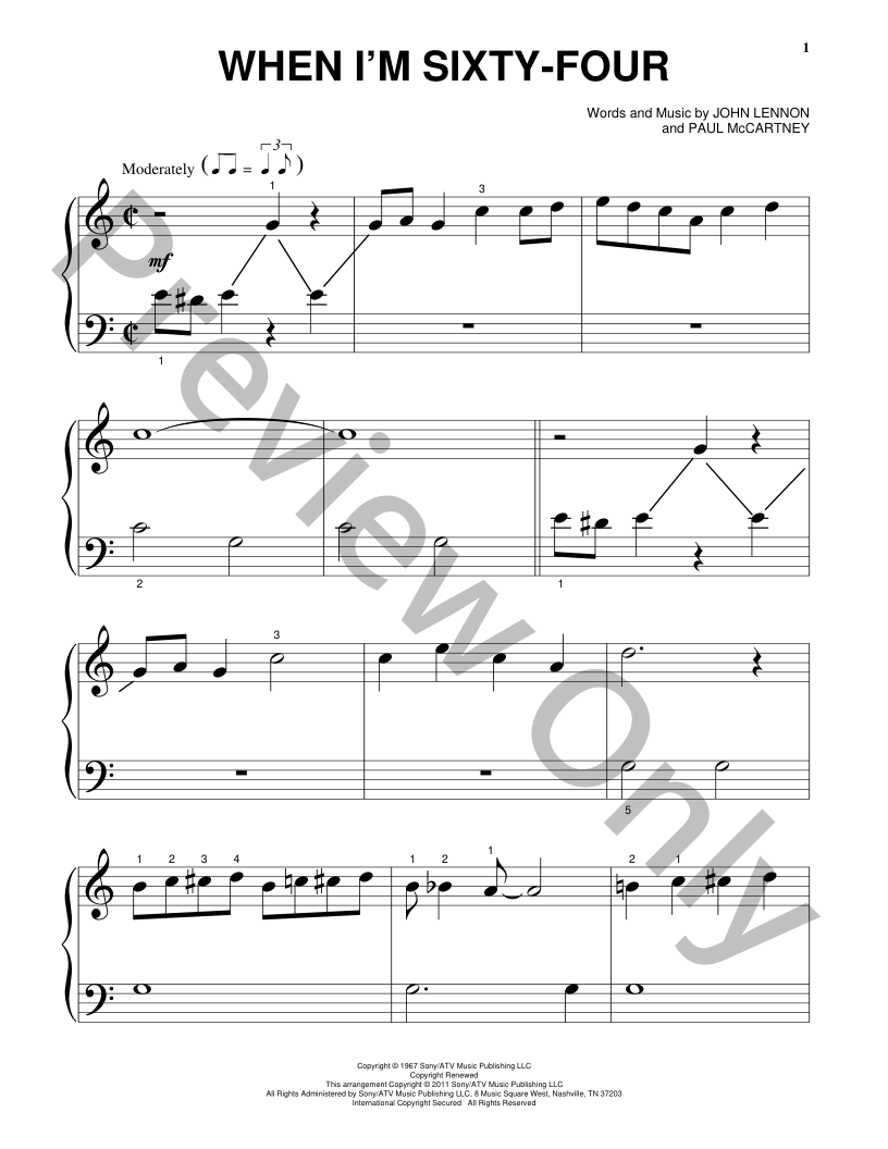 When I'm Sixty-Four Big Note Piano Sheet Music | J.W. Pepper