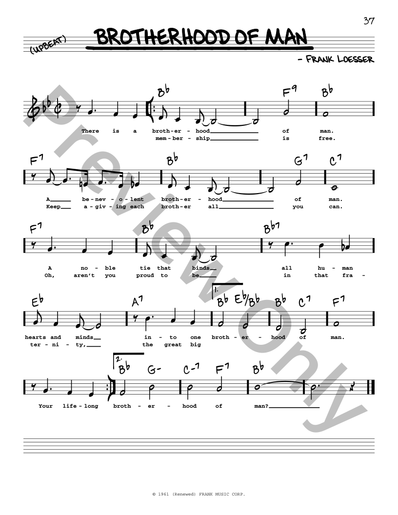 ビッグバンド譜： Brotherhood of Man/Woody Herman Brotherhood Of Man P/V/G Sheet Music | J.W. Pepper