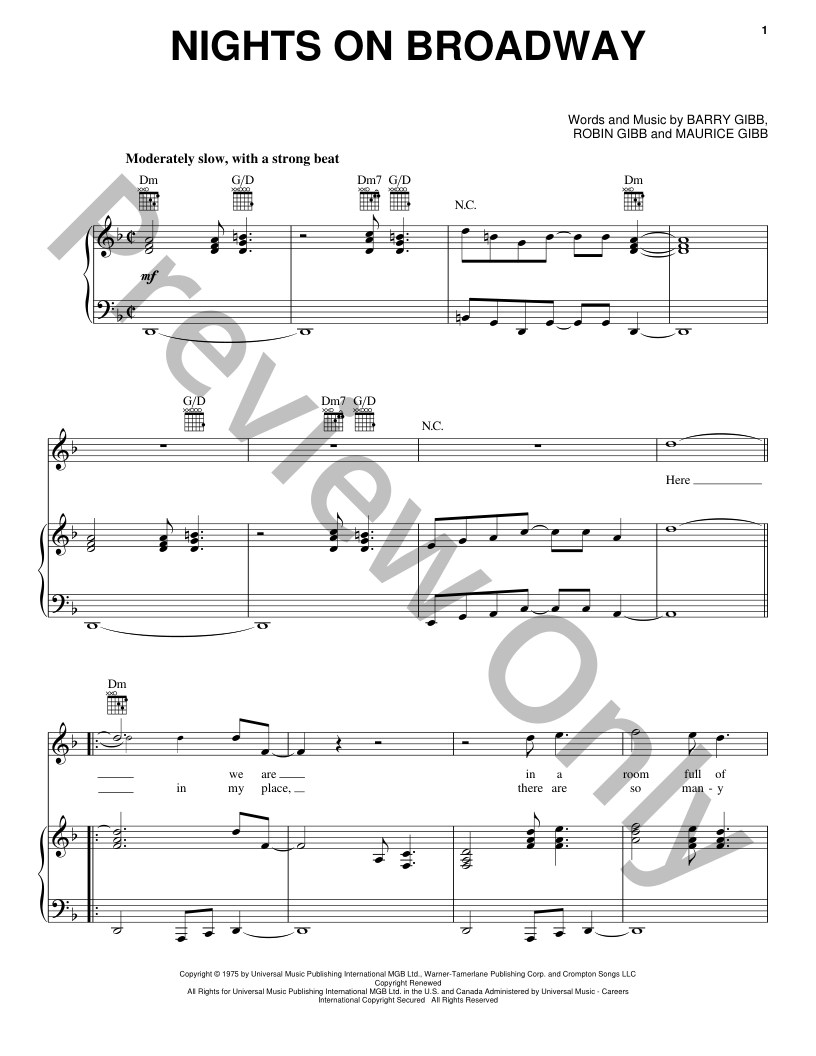 Nights on Broadway P/V/G Sheet Music | J.W. Pepper