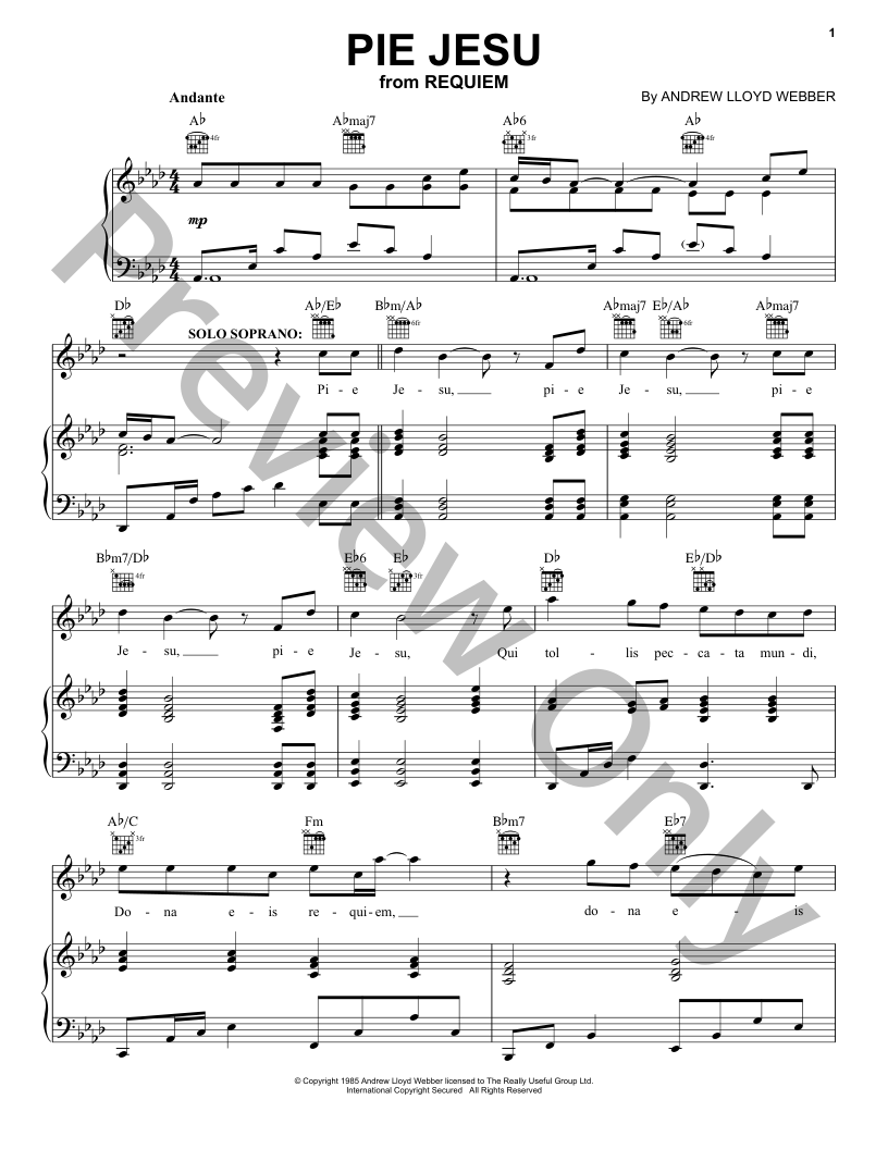Pie Jesu P/V/G Sheet Music | J.W. Pepper