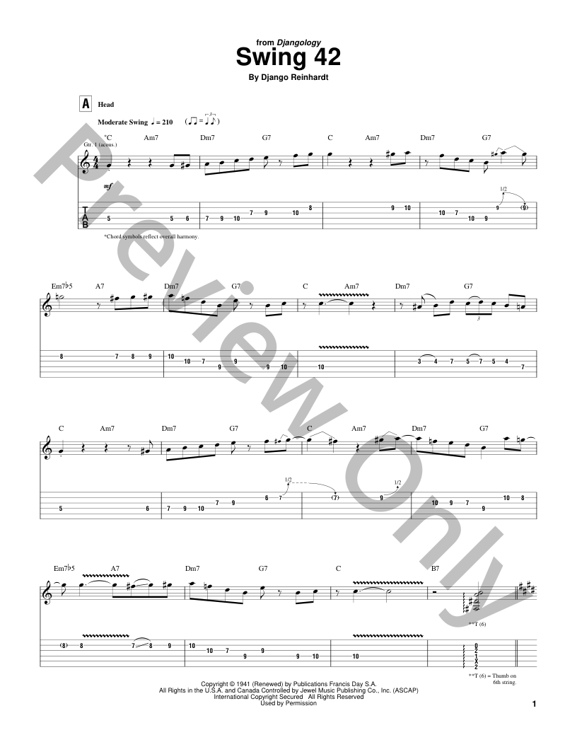 Swing 42 Guitar/Fretted Sheet Music | J.W. Pepper