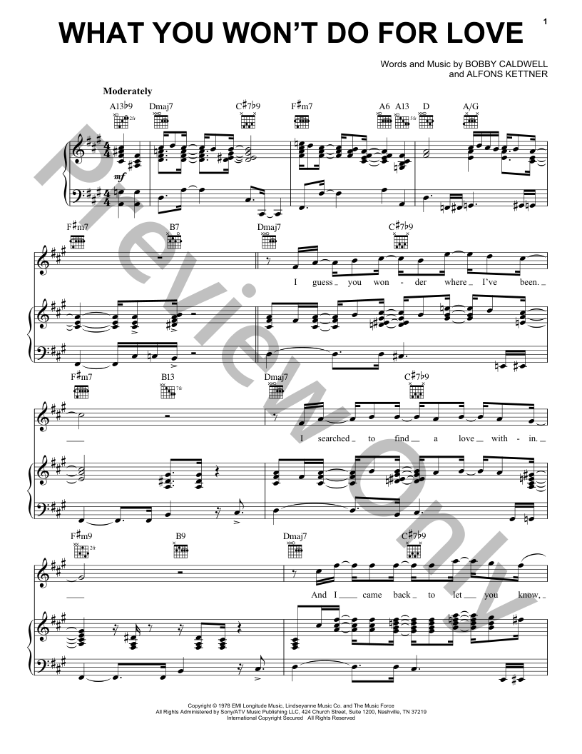 What You Won't Do for Love P/V/G Sheet Music | J.W. Pepper