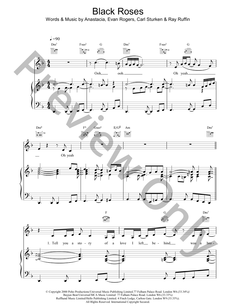 Black Roses P/V/G Sheet Music | J.W. Pepper