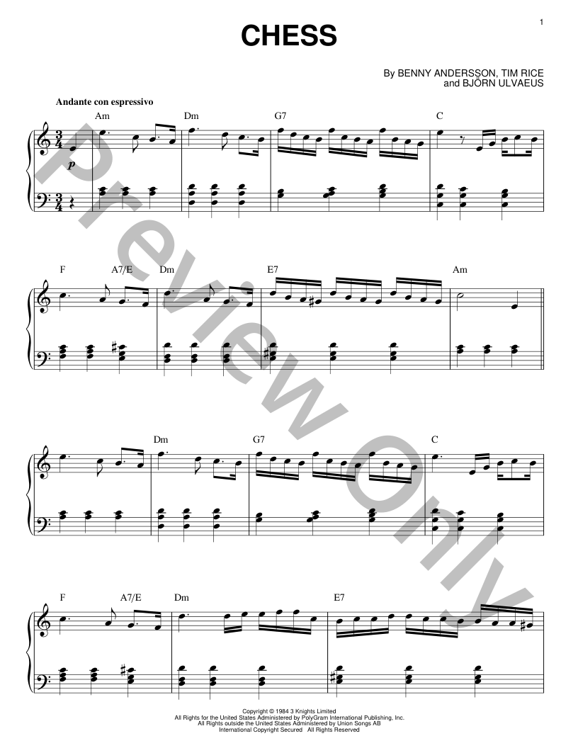 Chess Piano Sheet Music | J.W. Pepper