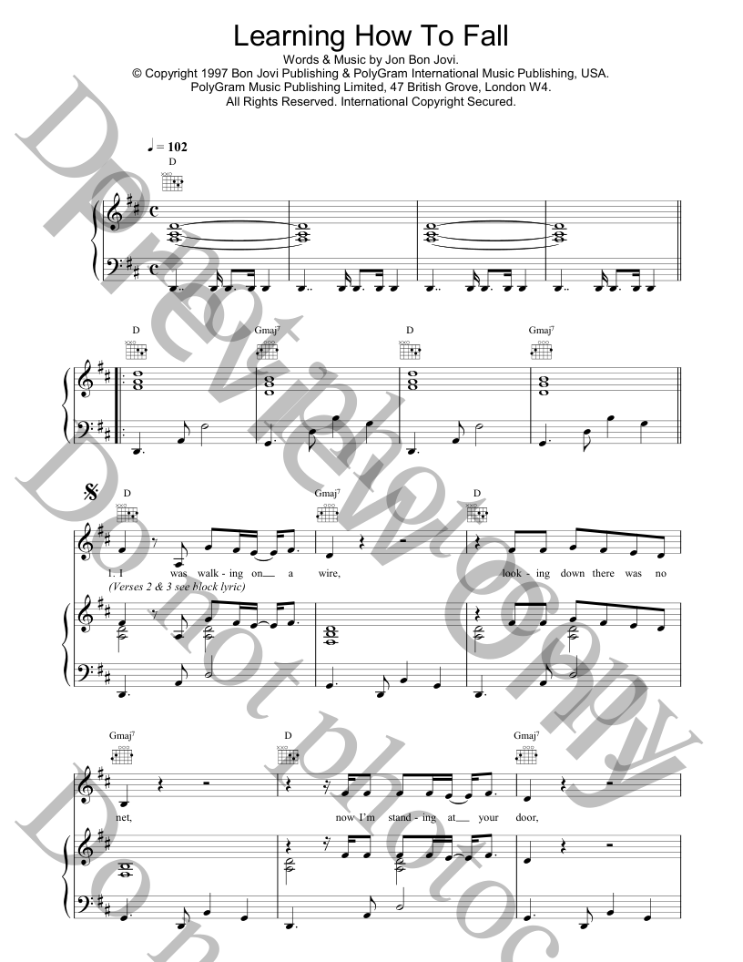 Learning How to Fall P/V/G Sheet Music | J.W. Pepper