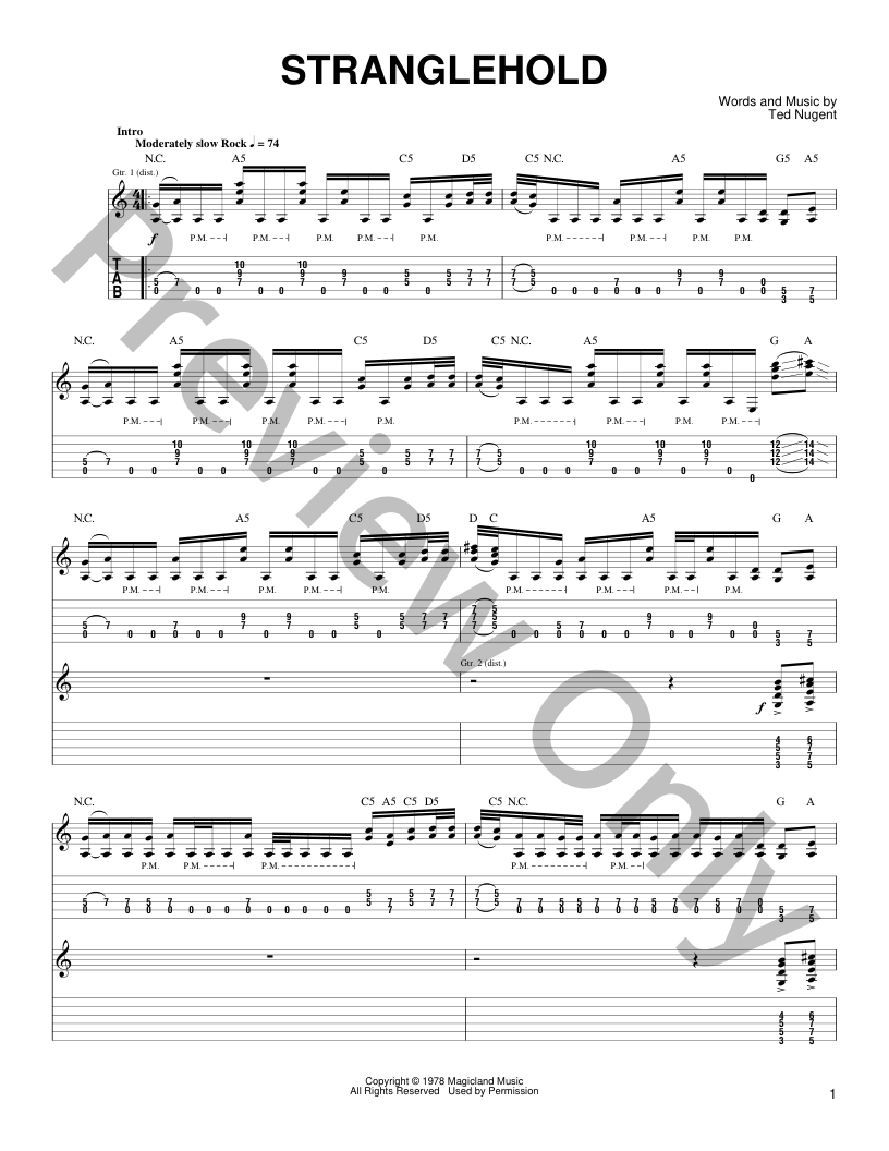 Stranglehold Guitar/Fretted Sheet Music | J.W. Pepper