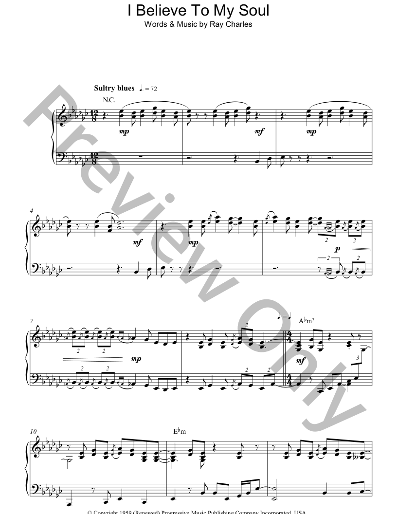 I Believe to My Soul Piano Sheet Music | J.W. Pepper