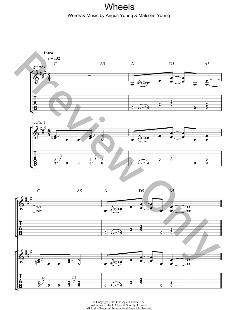 Wheels Guitar/Fretted Sheet Music | J.W. Pepper
