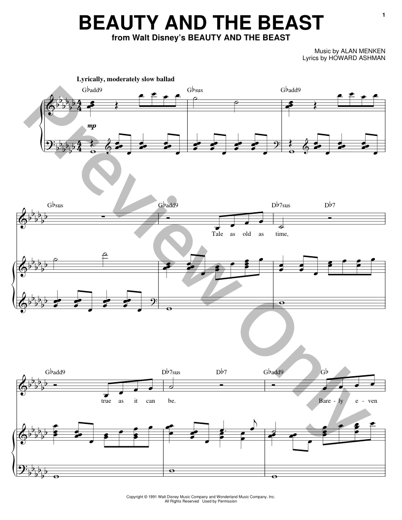 Beauty and the Beast P/V/G Sheet Music | J.W. Pepper