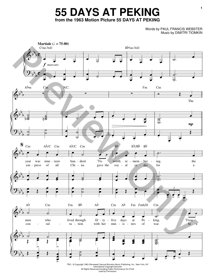 55 Days at Peking P/V/G Sheet Music | J.W. Pepper
