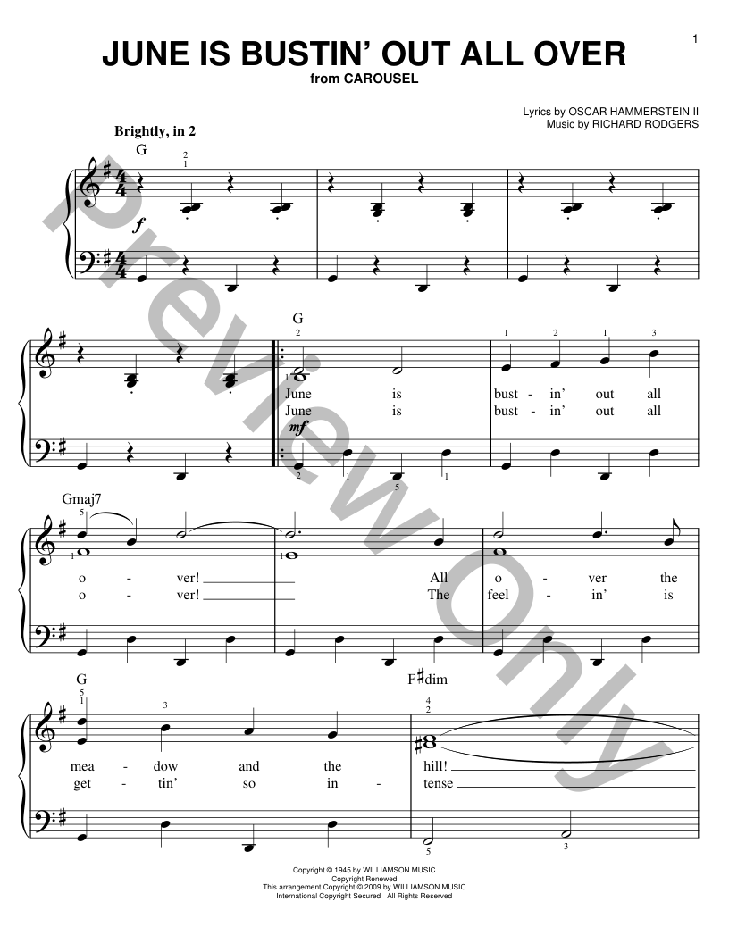 June Is Busting Out All over Easy Piano Sheet Music | J.W. Pepper