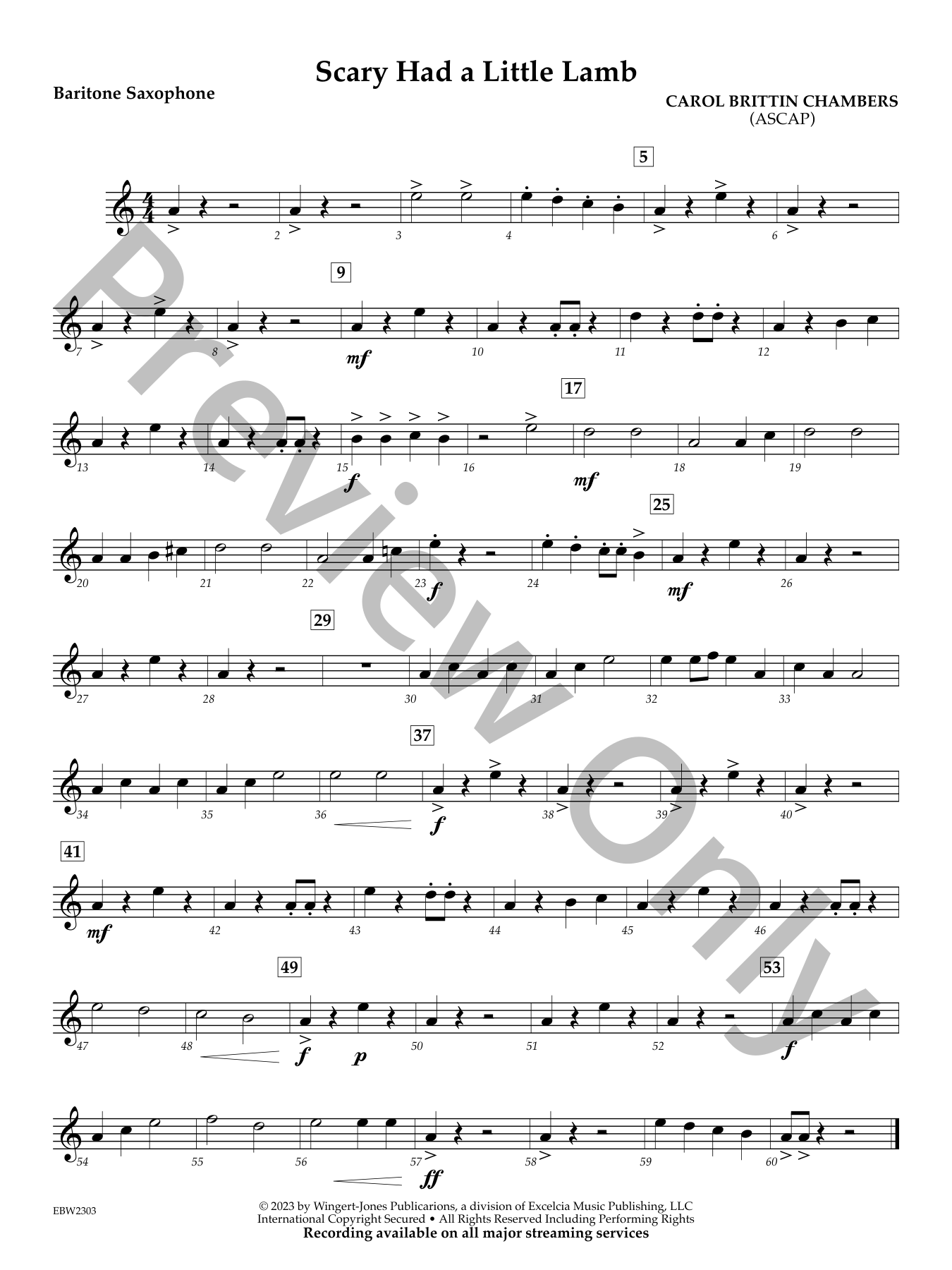 Scary Had a Little Lamb Concert Band Sheet Music | J.W. Pepper