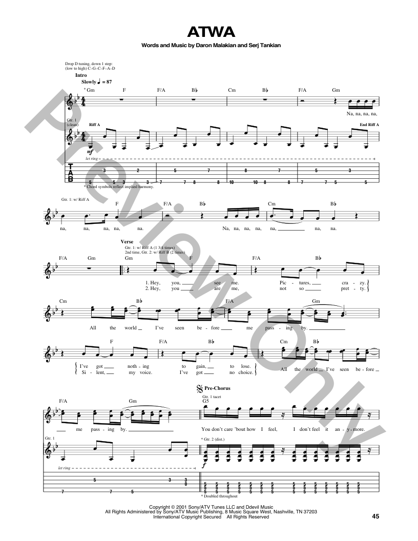 Soad Atwa Tab Atwa Tab ATWA System Of A (System Of A Down Cheap