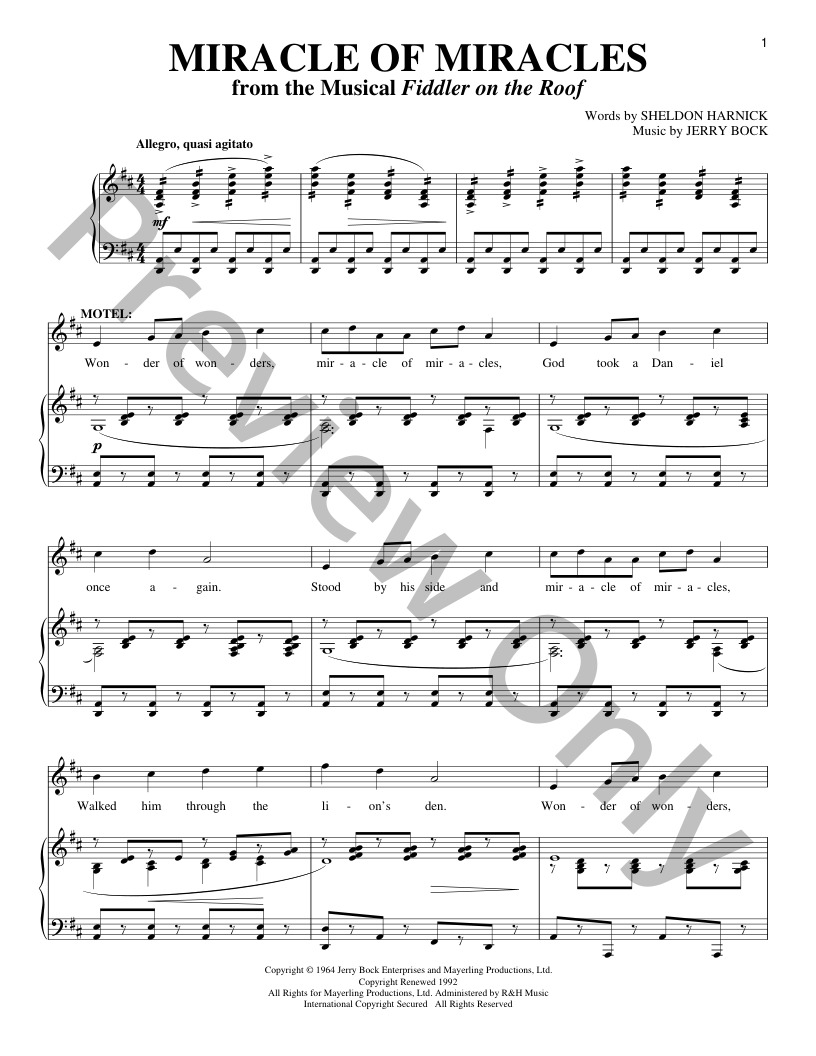 Miracle of Miracles P/V/G Sheet Music | J.W. Pepper