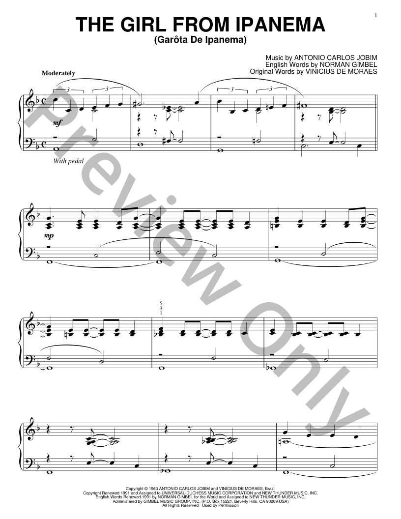 La Partitura de Garota de Ipanema