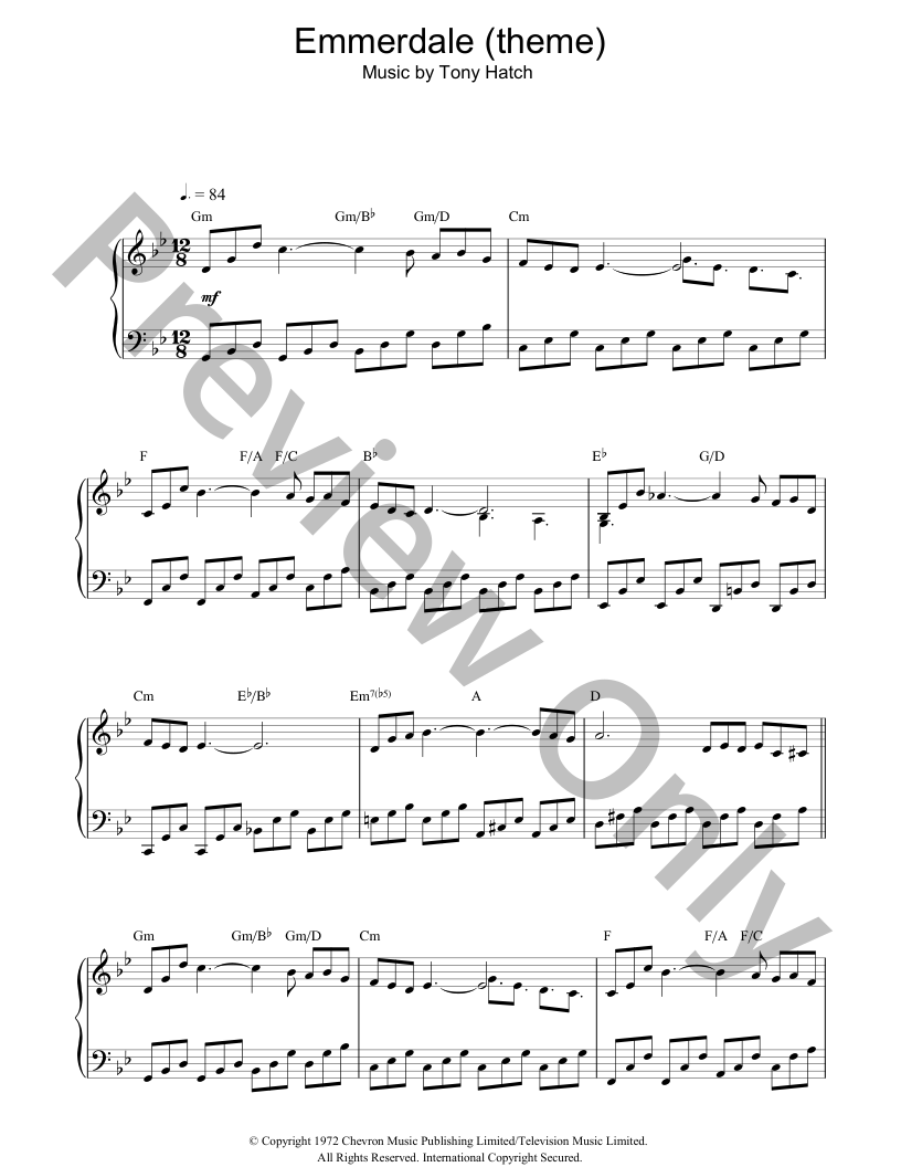 Emmerdale Theme Piano Sheet Music J W Pepper