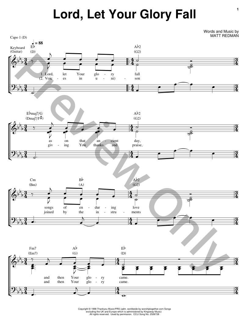 Lord, Let Your Glory Fall P/V/G Sheet Music | J.W. Pepper