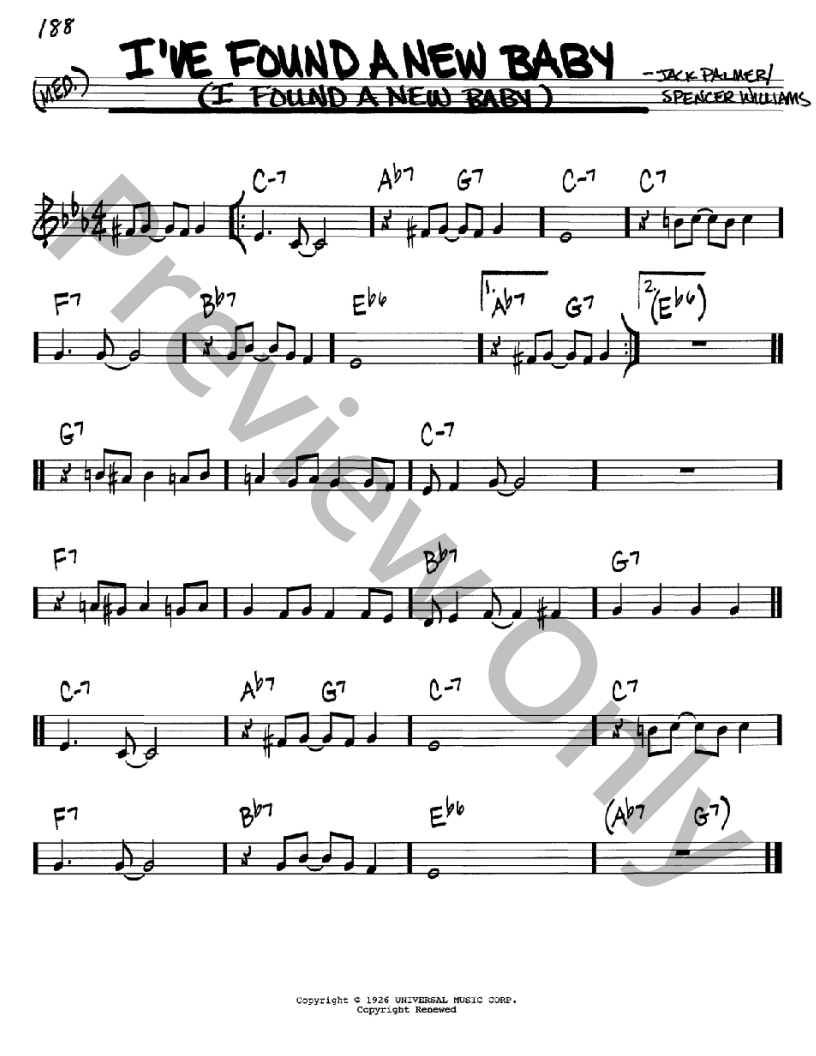 I've Found a New Baby (I Found a New Baby) P/V/G Sheet Music