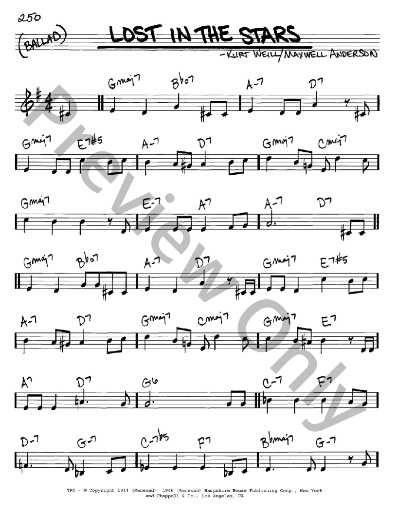 Lost in the Stars P/V/G Sheet Music | J.W. Pepper