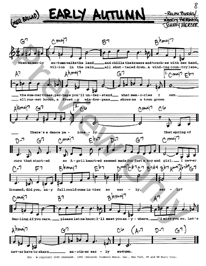 Early Autumn P/V/G Sheet Music | J.W. Pepper