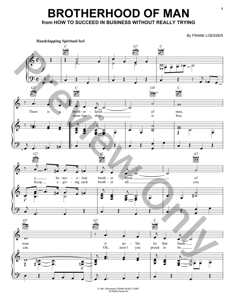 ビッグバンド譜： Brotherhood of Man/Woody Herman Brotherhood of Man P/V/G Sheet Music | J.W. Pepper
