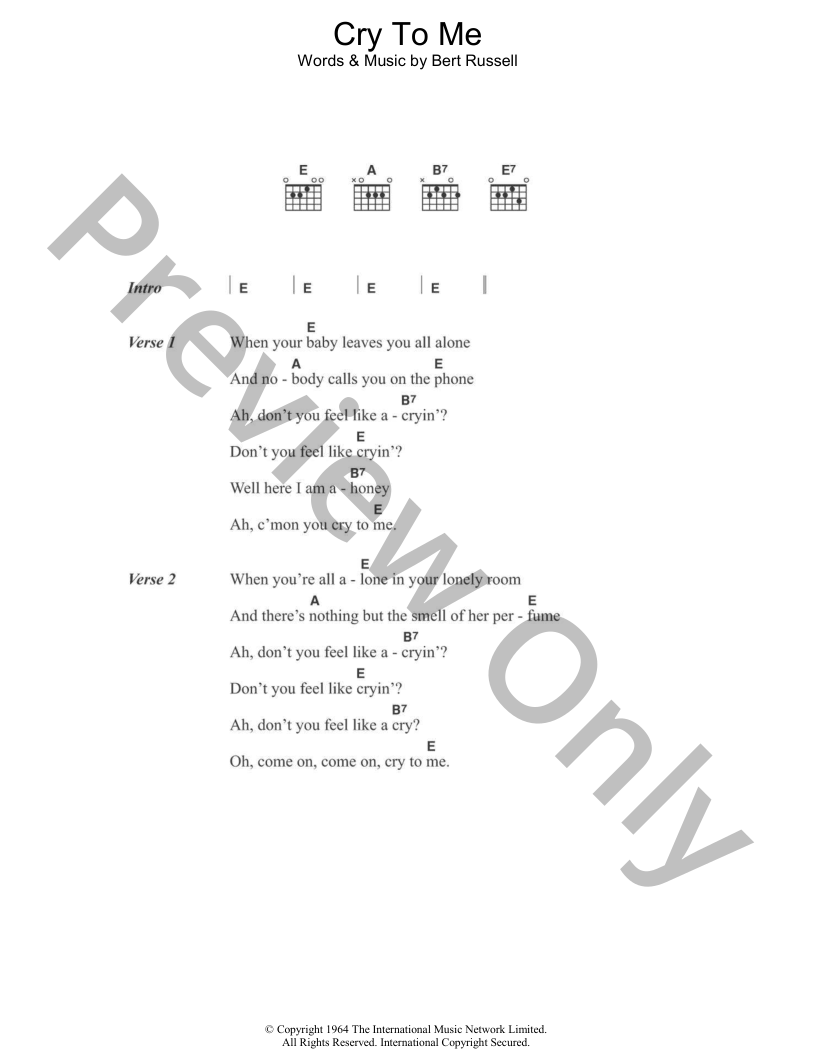 Cry to Me Guitar/Fretted Sheet Music | J.W. Pepper