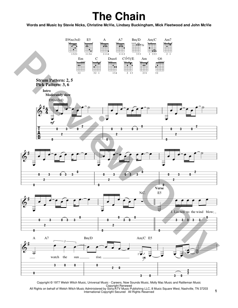 The Chain Guitar/Fretted Sheet Music | J.W. Pepper