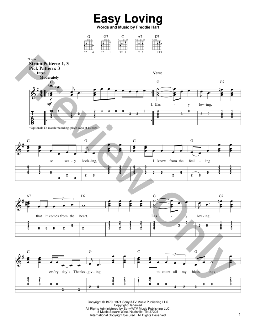 Easy Loving Guitar/Fretted Sheet Music | J.W. Pepper