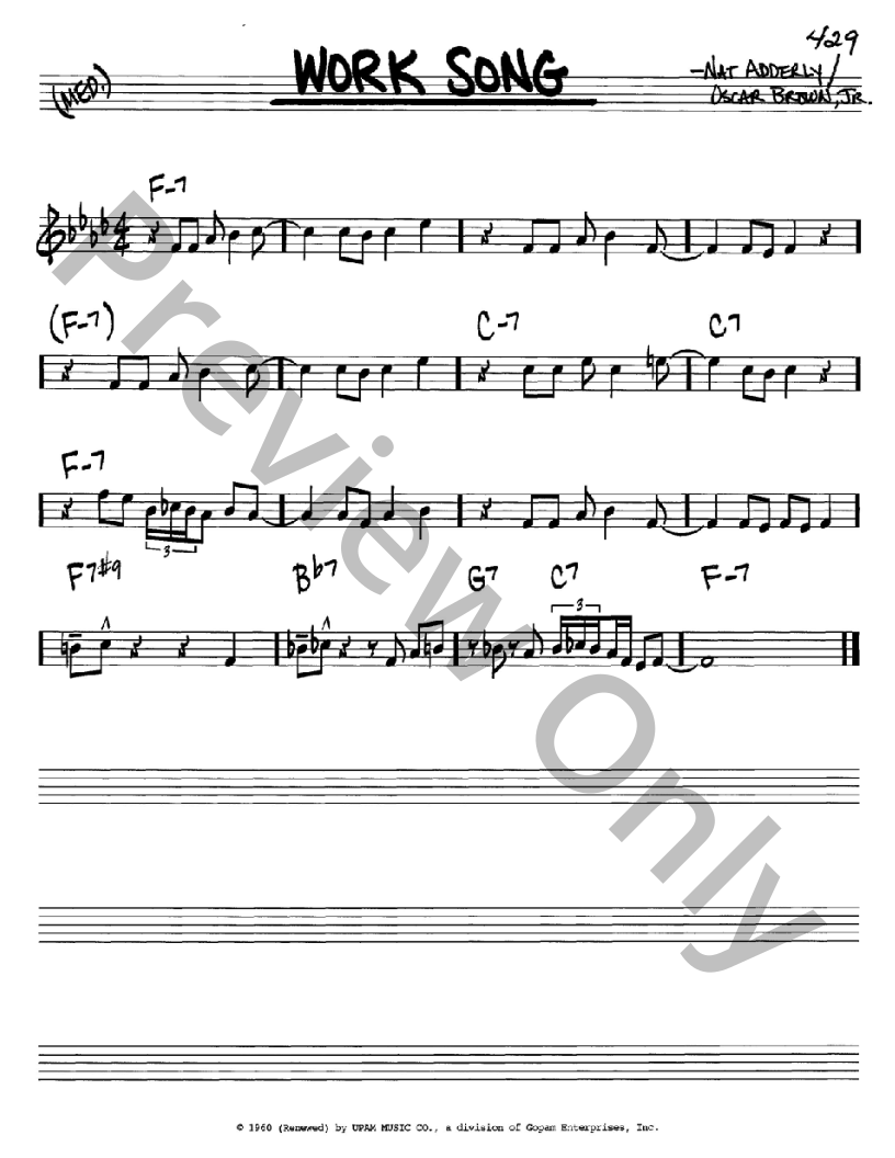 Work Song P/V/G Sheet Music | J.W. Pepper