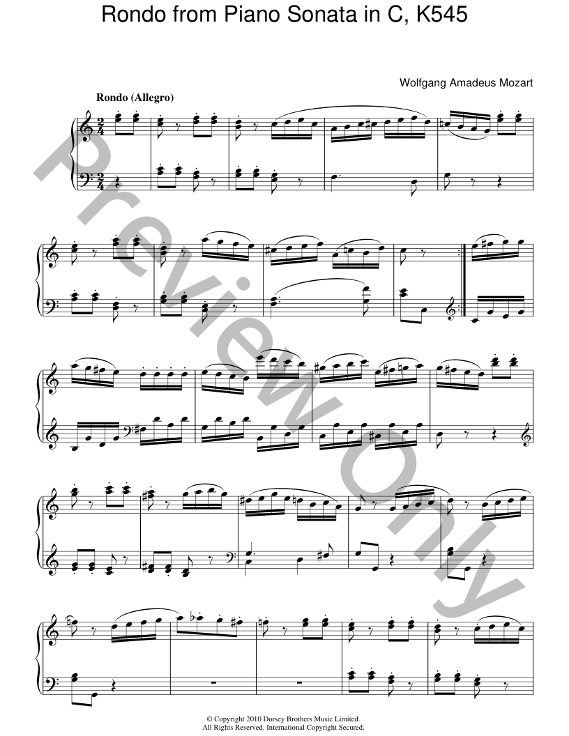 Rondo (from Piano Sonata in C, K. 545) Piano Sheet Music | J.W. Pepper