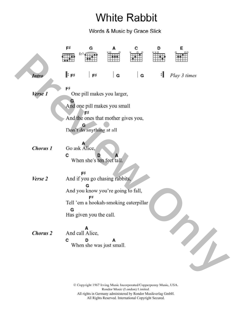 White Rabbit Guitar/Fretted Sheet Music | J.W. Pepper