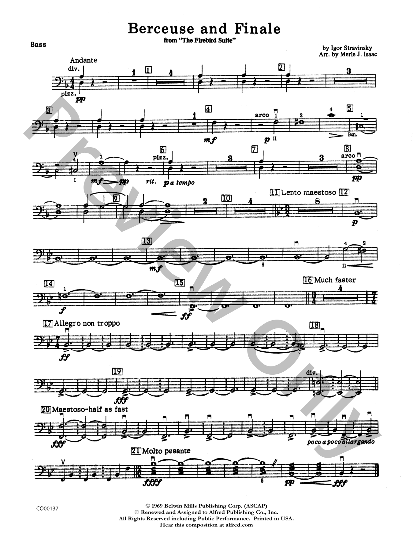 Berceuse and Finale Orchestra Sheet Music | J.W. Pepper