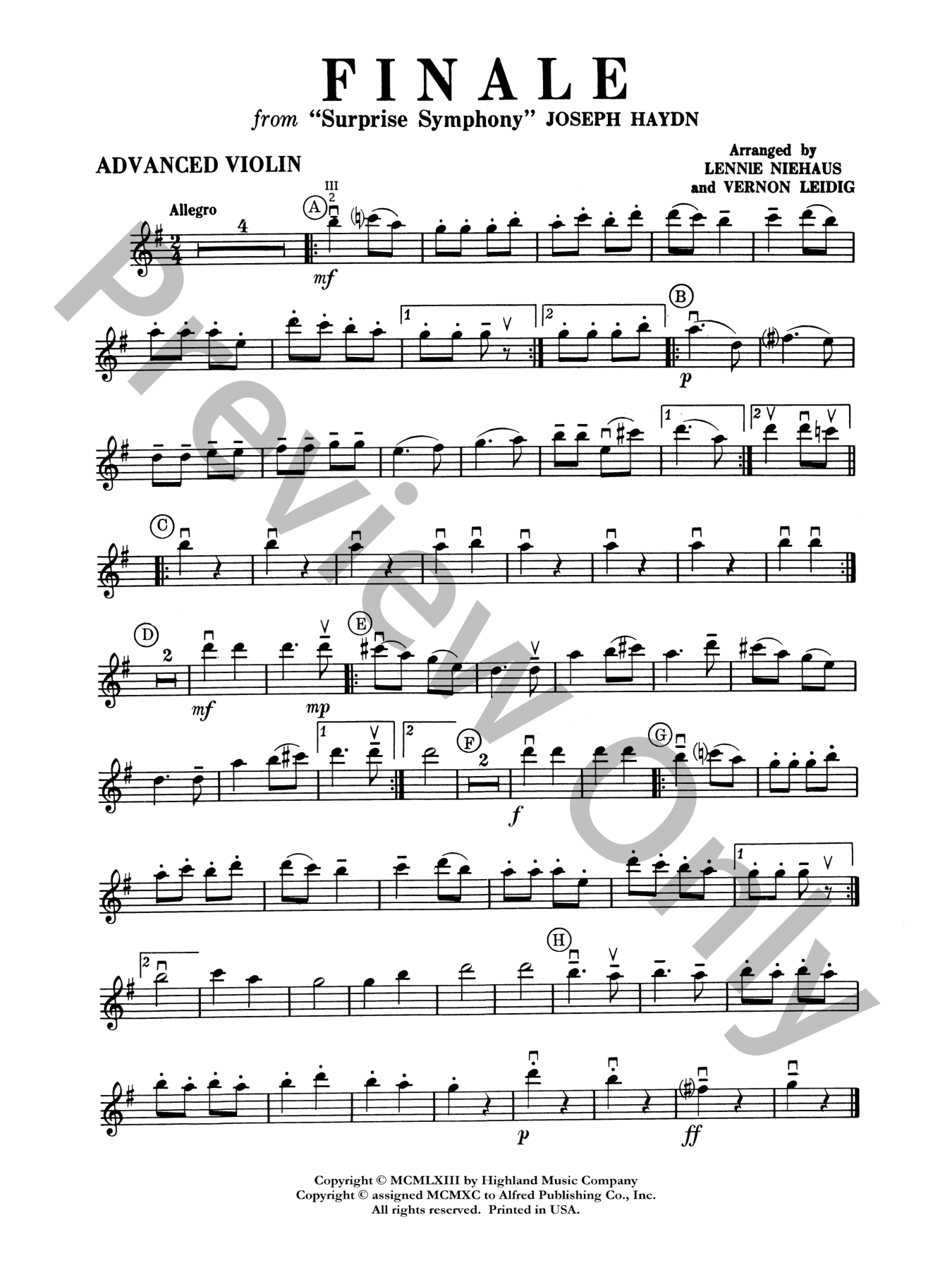 Finale from Surprise Symphony Orchestra Sheet Music | J.W. Pepper