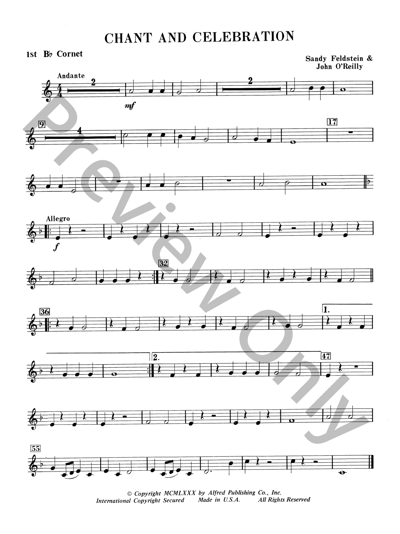 パーセル　Celebrate this festival (1693) 楽譜 Chant and Celebration Concert Band Sheet Music | J.W. Pepper