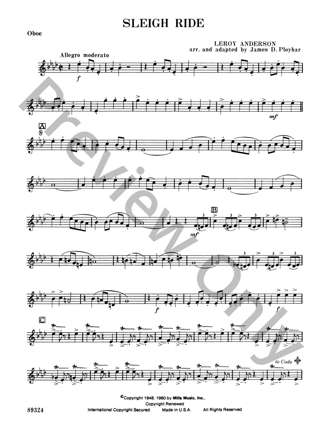 Sleigh Ride Concert Band Sheet Music | J.W. Pepper