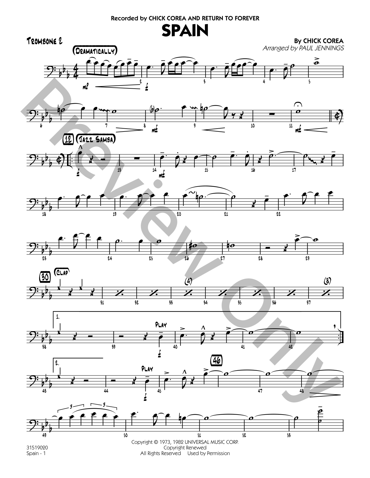 Spain Jazz Sheet Music | J.W. Pepper