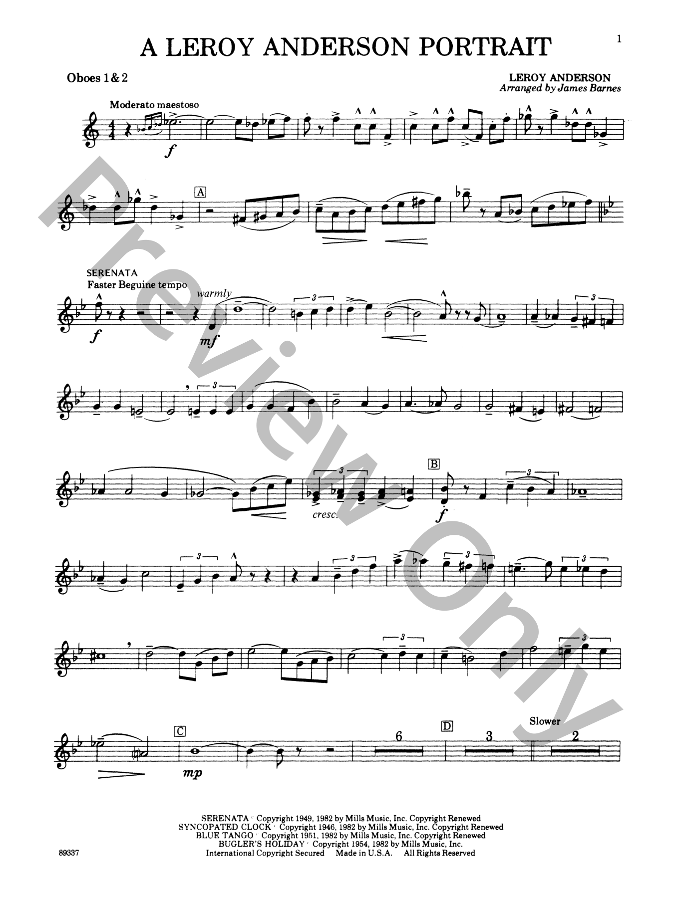 Leroy Anderson Portrait, A Concert Band Sheet Music | J.W. Pepper
