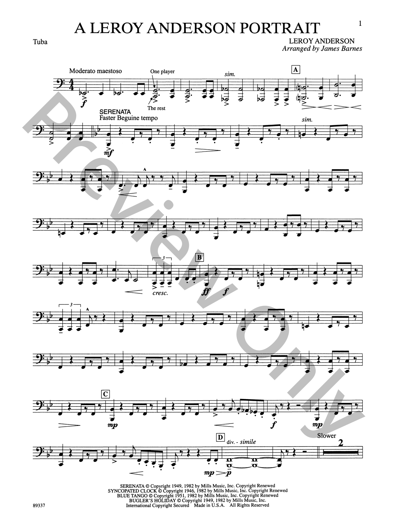 Leroy Anderson Portrait, A Concert Band Sheet Music | J.W. Pepper