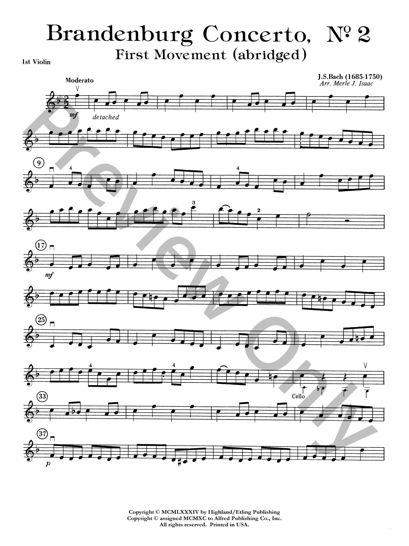 Brandenburg Concerto No. 2 Orchestra Sheet Music | J.W. Pepper