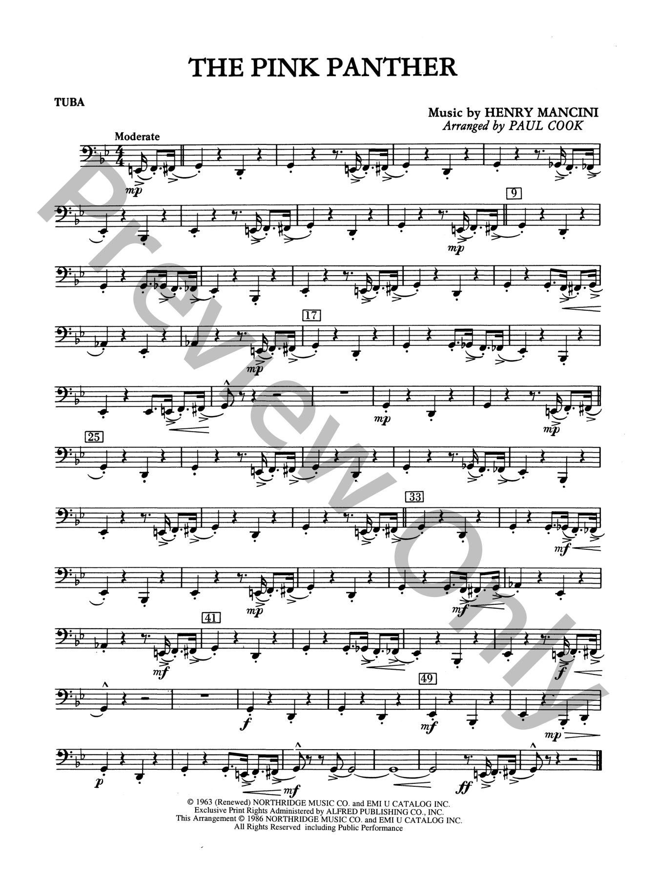 The Pink Panther Concert Band Sheet Music | J.W. Pepper