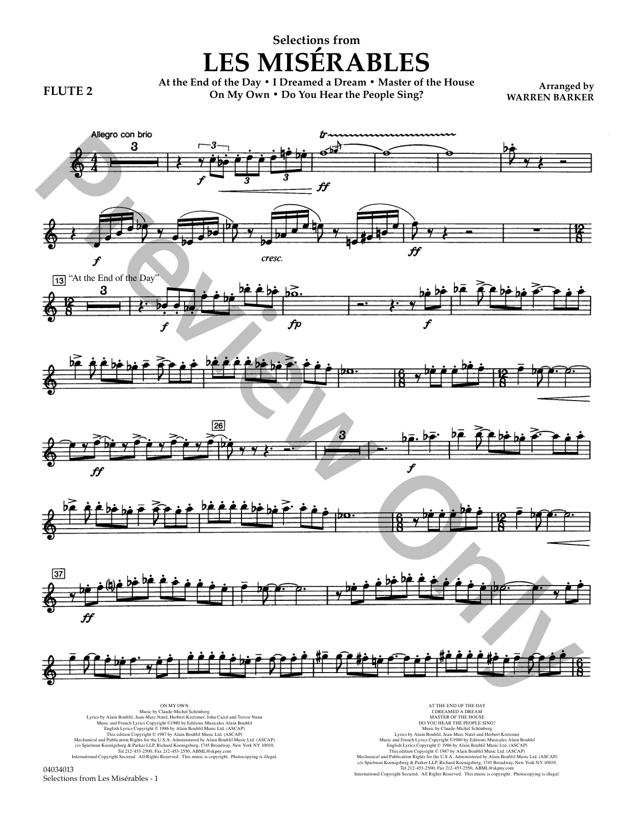 Les Miserables Concert Band Sheet Music | J.W. Pepper