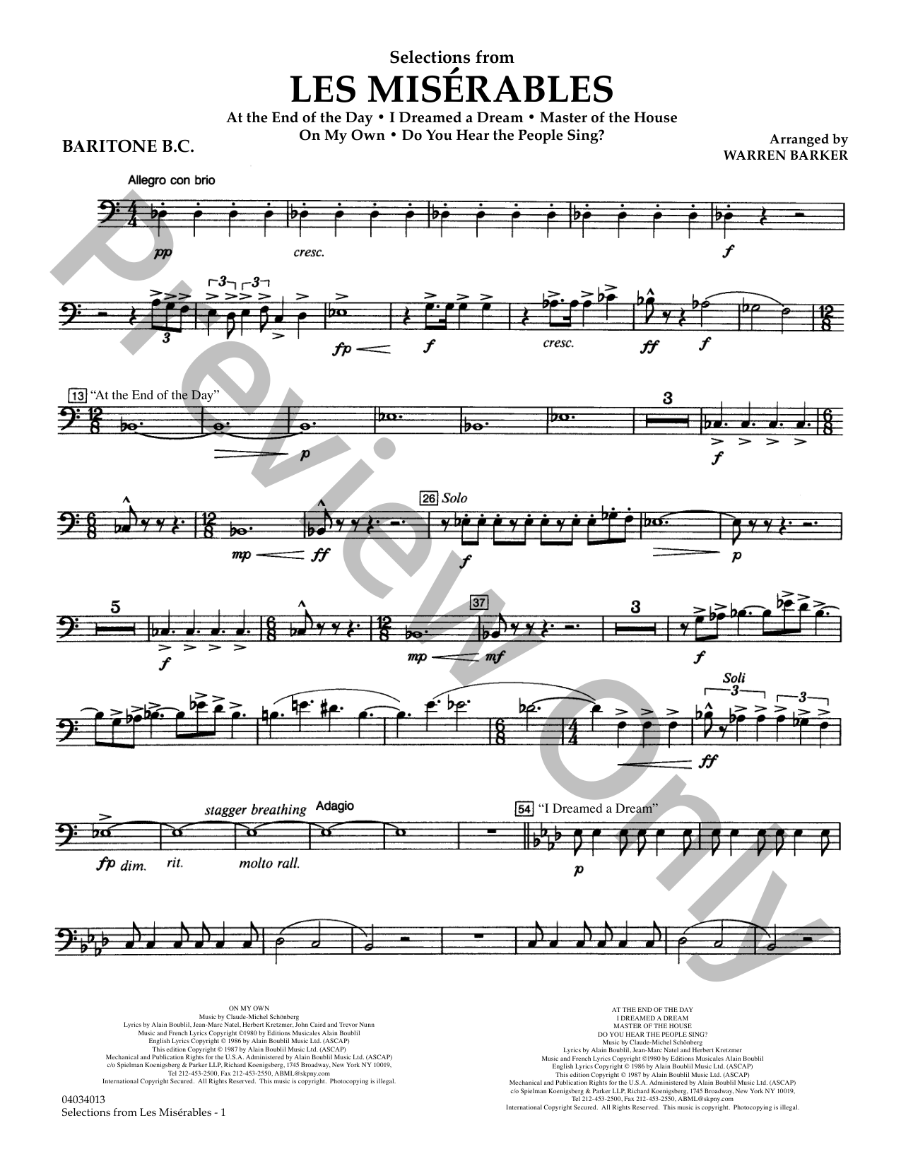 Les Miserables Concert Band Sheet Music | J.W. Pepper