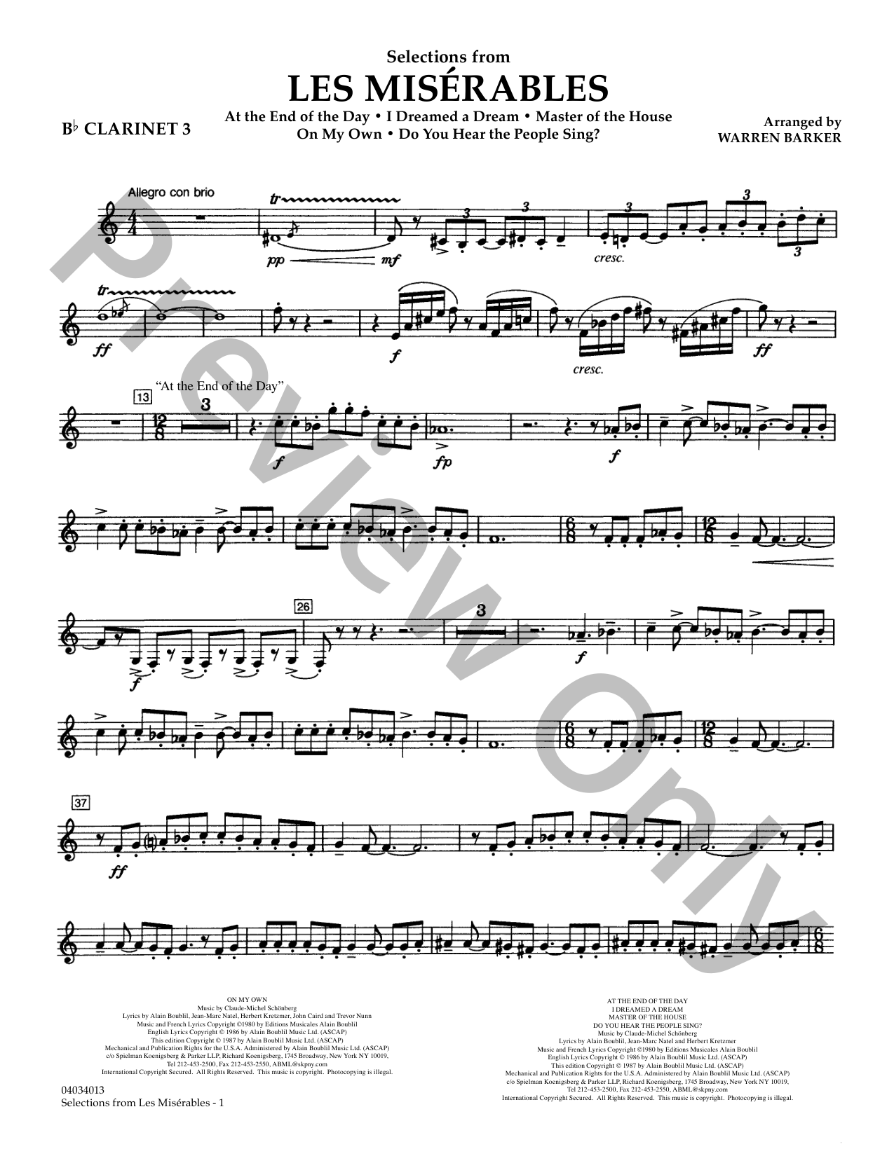 Les Miserables Concert Band Sheet Music | J.W. Pepper