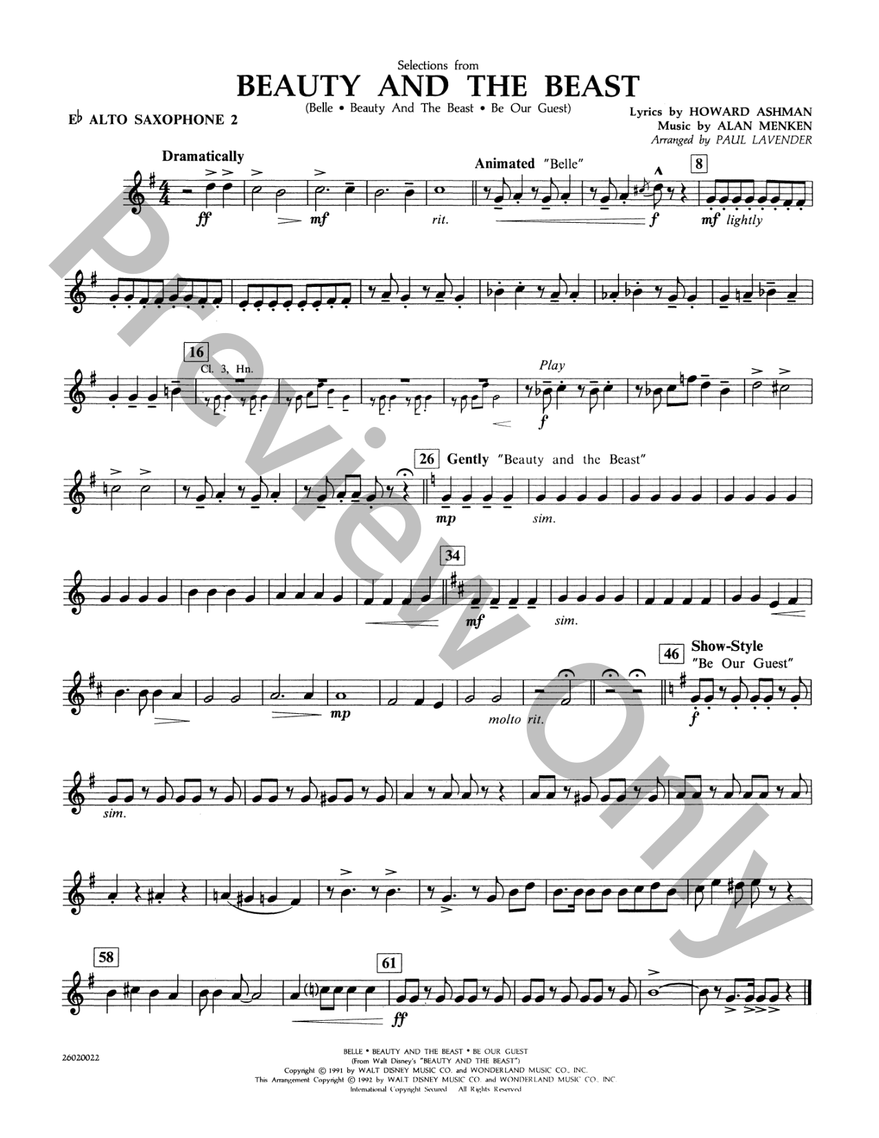 Beauty and the Beast Selections Concert Band Sheet Music | J.W. Pepper