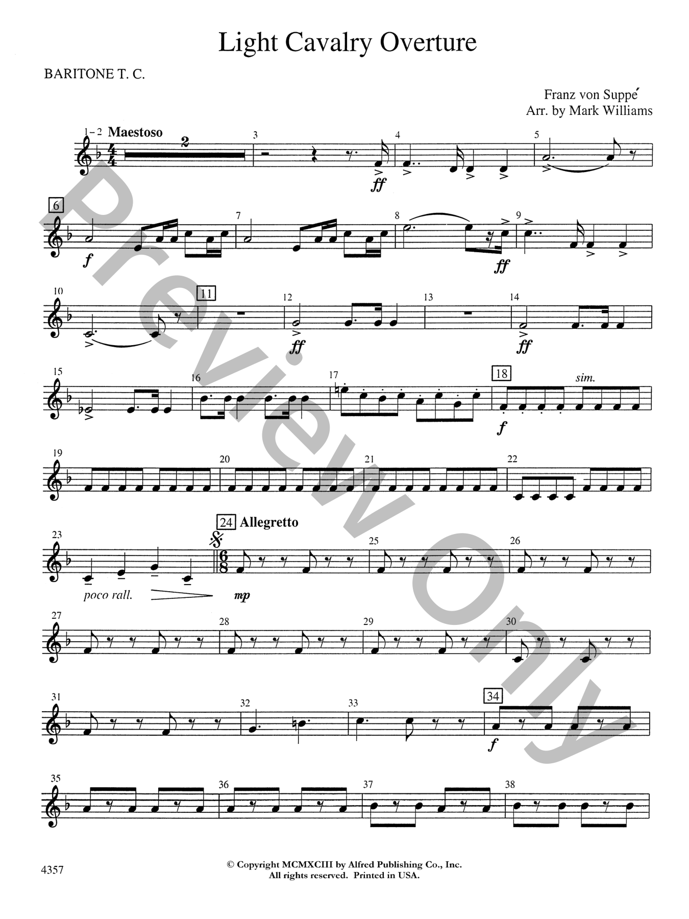 Light Cavalry Overture Concert Band Sheet Music | J.W. Pepper