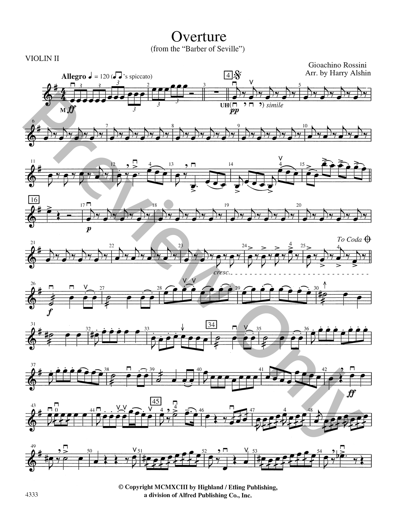 Barber of Seville Overture Orchestra Sheet Music | J.W. Pepper