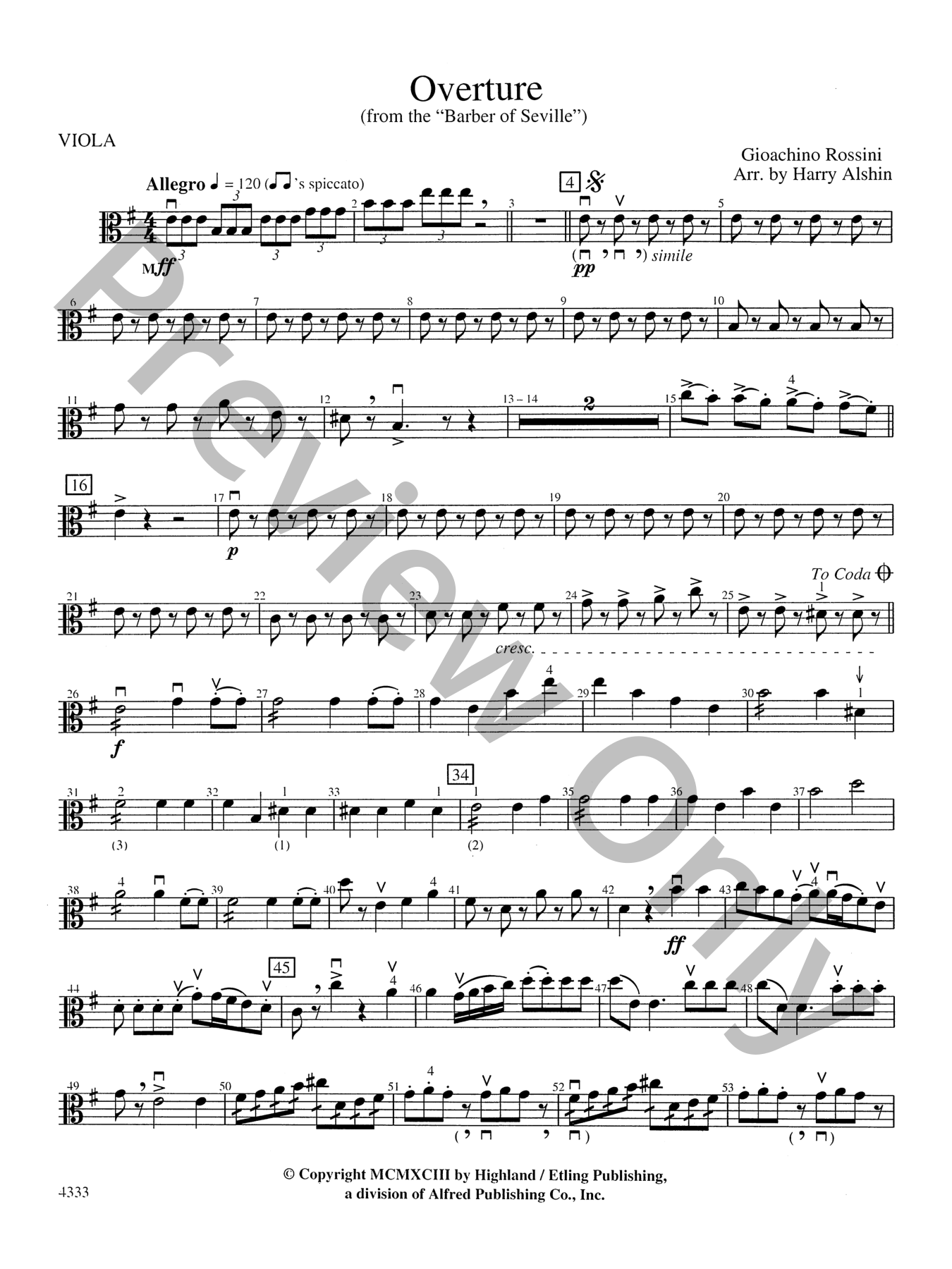 Barber of Seville Overture Orchestra Sheet Music | J.W. Pepper