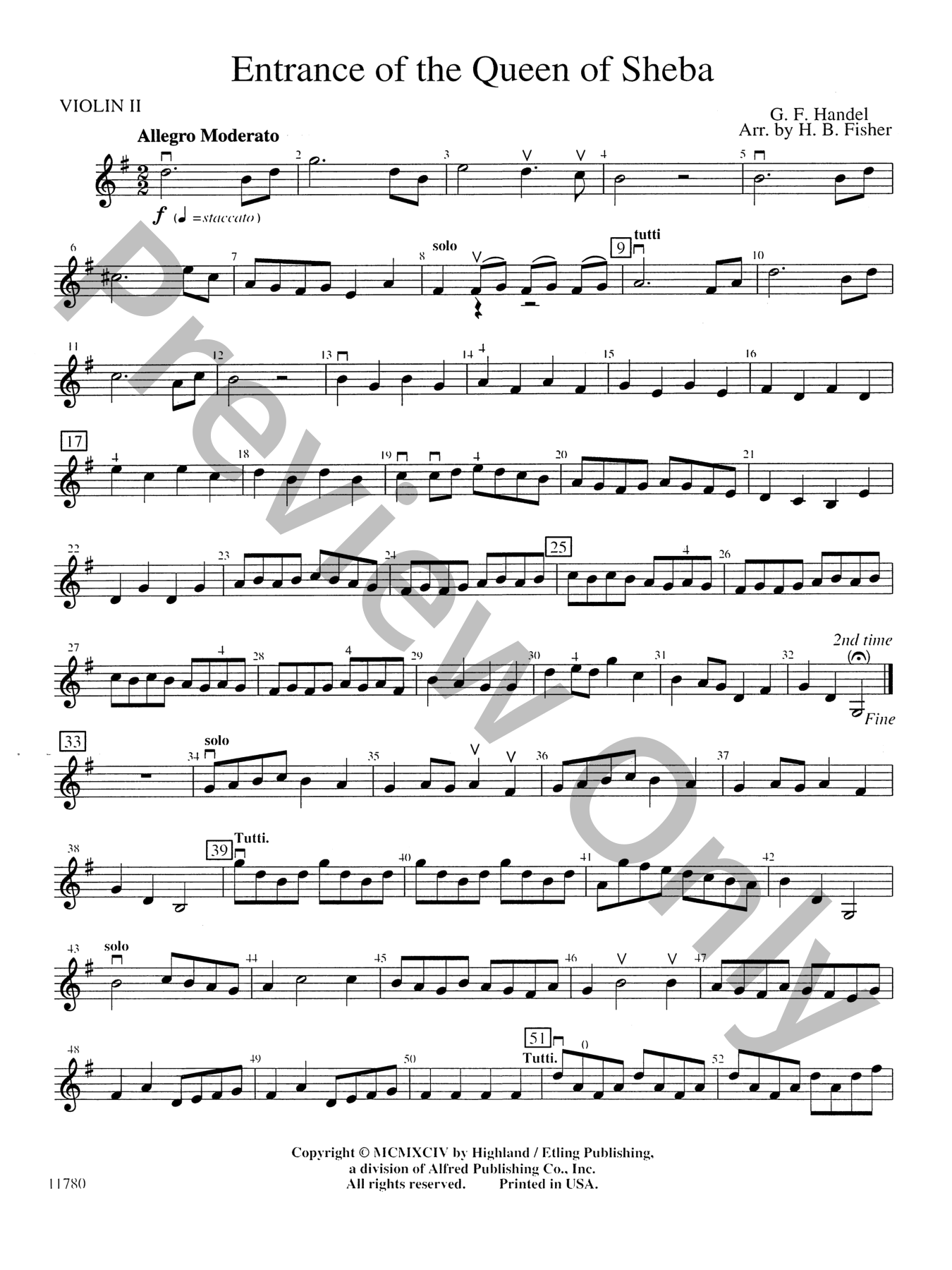 Entrance of the Queen of Sheba Orchestra Sheet Music | J.W. Pepper